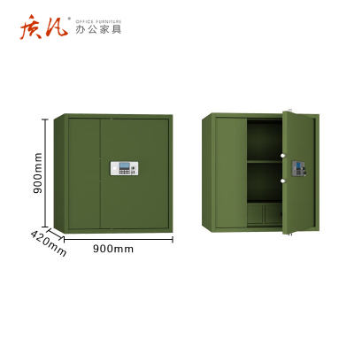 质凡 军绿色保密文件柜/分双节下电子锁 /ZF-BMG001/900*420*900mm