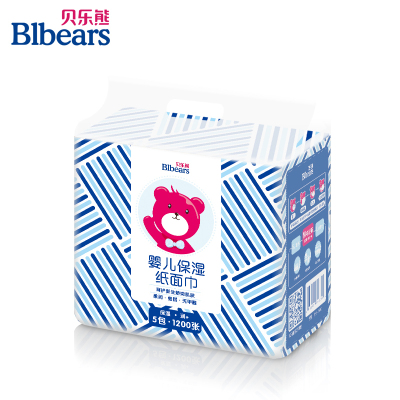 贝乐熊婴儿柔湿纸面巾干湿两用宝宝护肤柔湿纸巾5包*80抽非湿巾