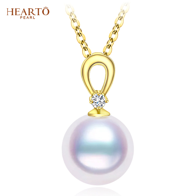 海瞳18K金珍珠吊坠花瓣-气质女款海水珍珠吊坠正圆日本海水珍珠项链首饰