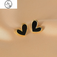 JiMi小众独特心形耳饰女高级感冷淡风耳环日常简约黑色爱心耳钉