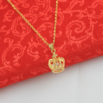 金满多 镂空皇冠带钻女生吊坠 直播百搭项坠 仿真黄金送女友闺蜜送女朋友老婆情人节七夕生日礼物