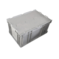 翌嘉YJ4121740 可堆式物流箱塑料周转箱塑料储物箱 翻盖灰色 600*400*280