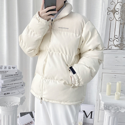 HongZun加厚立领pu皮棉服外套袄子男情侣冬装棉衣潮流字母夜光面包服黑色棉衣