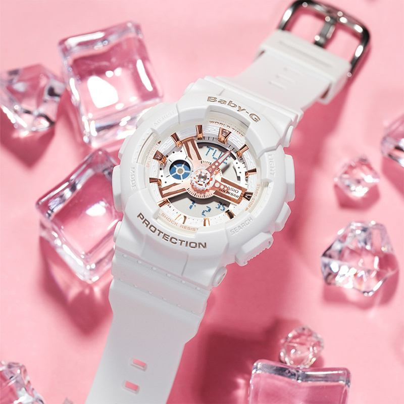 Casio官方旗舰店卡西欧手表女BABY-G石英表女非机械表潮流运动户外限量简约女士防水防震日韩insBA-110RG