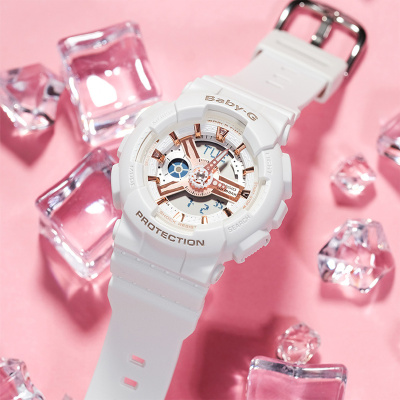 Casio官方旗舰店卡西欧手表女BABY-G石英表女非机械表潮流运动户外限量简约女士防水防震日韩insBA-110RG