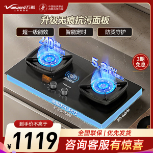 万和(Vanward)[超省星G9·定时无印面板]燃气双灶具5.2kW70%热效率烟灶家用定时关火煤气炉G9L56天然气
