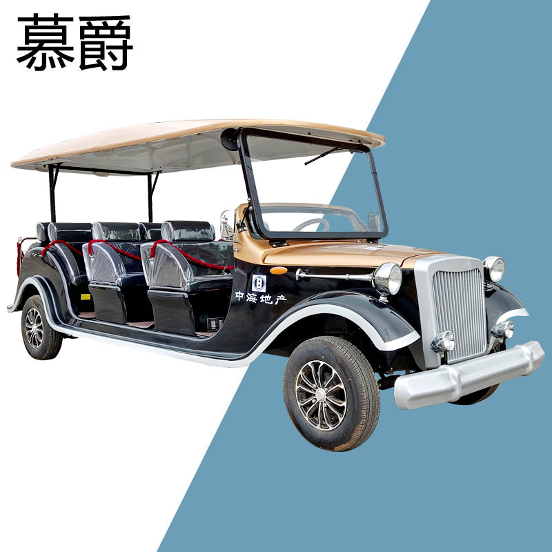 慕爵电动观光车景区酒店接待车4排11座酒店看房车电动四轮接待车