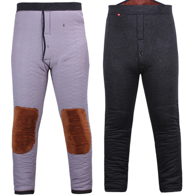 HLCOMAN棉裤男冬季中老年驼绒保暖裤加厚高腰弹力爸爸装老人棉裤男士宽松棉裤