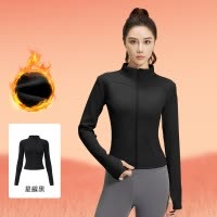 秋冬加绒瑜伽服上衣加厚保暖健身服蜜桃绒运动外套