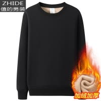 SUNTEK加绒棉日系圆领色卫衣男女套头情侣款长袖T恤潮牌中青年外套卫衣