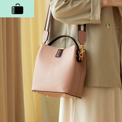 皮女包双肩带牛皮单肩包2019新款大容量手提斜挎包女NEW LAKE 茱萸粉 919210831女士单肩包