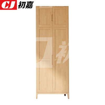 初嘉(CJ) 简约实木衣柜对开双门收纳柜加顶柜