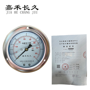 嘉禾长久 耐震压力表轴向带边(带辽宁省级检定证书)YTN100ZT 块