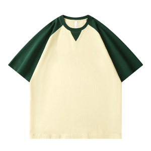 男装230g双纱潮牌酷棉短袖T恤插肩袖夏季撞色潮牌男女同款重磅T恤