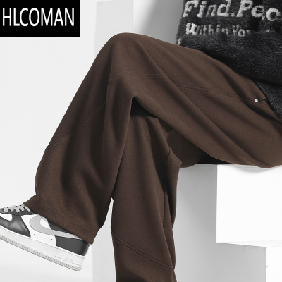 HLCOMAN毛裤男士休闲裤加绒直筒长裤冬季男裤加厚卫裤男款裤子