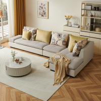 全友家居 简约现代客厅沙发 可拆洗皮质布艺沙发 中小户型1+3+转角位沙发
