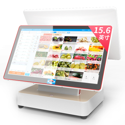 爱宝双屏收银一体机超市商场水果生鲜便利店扫码收款机收银电脑系统零售收银机一体机6600双屏版套装二（称重收银）