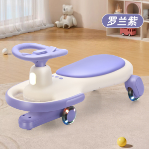 儿童扭扭车 1-7 岁溜溜车宝宝男女健身车 闪光PU带音乐亲子车双人滑行车