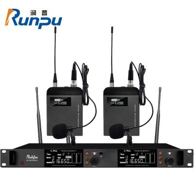 润普Runpu国产化 专业会议话筒 真分集 无线一拖二领夹式麦克风RP-WZF9992L