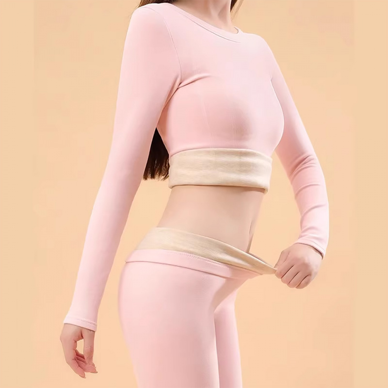羊绒保暖内衣女士新款秋冬季加绒内搭打底衫上衣秋衣秋裤套装