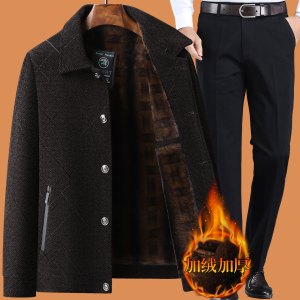 啄木鸟爸爸冬装外套装50岁60中老年人男70加绒加厚80爷爷老人棉衣