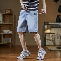 [2.5折价101元]唐狮春夏季新款牛仔短裤男宽松阔腿显瘦薄款潮流百搭五分裤子男