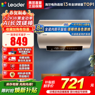 海尔(Haier)智家出品Leader统帅热水器[咨询客服享补贴] 电热水器50升LD5S一级能效出租房家用小尺寸