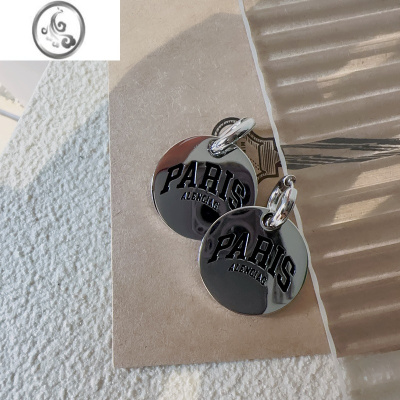 JiMi欧美ins个性时尚银色字母气质耳扣耳环项链