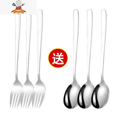 家用不锈钢汤勺饭勺加深调羹西餐主餐勺子韩式勺儿童创意餐具汤匙 敬平 银色 韩式3勺送3叉