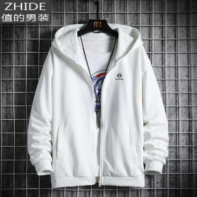 SUNTEK春季新款开衫卫衣男韩版休闲大码运动外套潮流宽松情侣连帽夹克衫卫衣