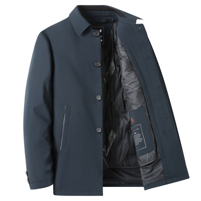 新国标90白鸭绒男羽绒服中年商务脱卸羽绒内胆羽绒服防寒羽绒外套