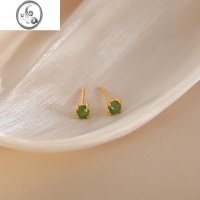 JiMi碧玉和田玉耳钉女银银针简约百搭小巧养耳洞国潮国风复古玉石耳饰