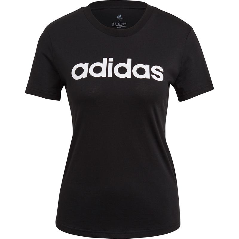 Adidas女士运动T恤修身款圆领短袖棉质休闲百搭黑