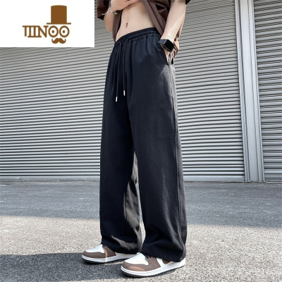 YANXU日系复古休闲长裤男潮牌高街宽松直筒运动裤垂感潮流百搭阔腿裤子