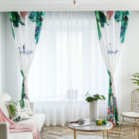 北欧绿植窗帘ins风现代简约卧室小清新文艺田园风飘窗韩式半遮光