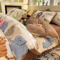 秋冬全棉豆豆绒被套单件150×200×230加厚牛奶绒床单床上四件套
