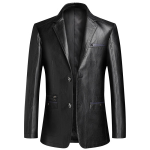 加大码春秋新款男式皮衣西装时尚免烫韩版休闲西服潮流外套男