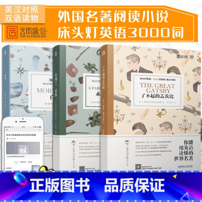 [正版]含音频床头灯英语读物本系列3000词 中英文对照双语了不起的盖茨比+永别了器+白鲸 高中英语读物课外阅读小说可