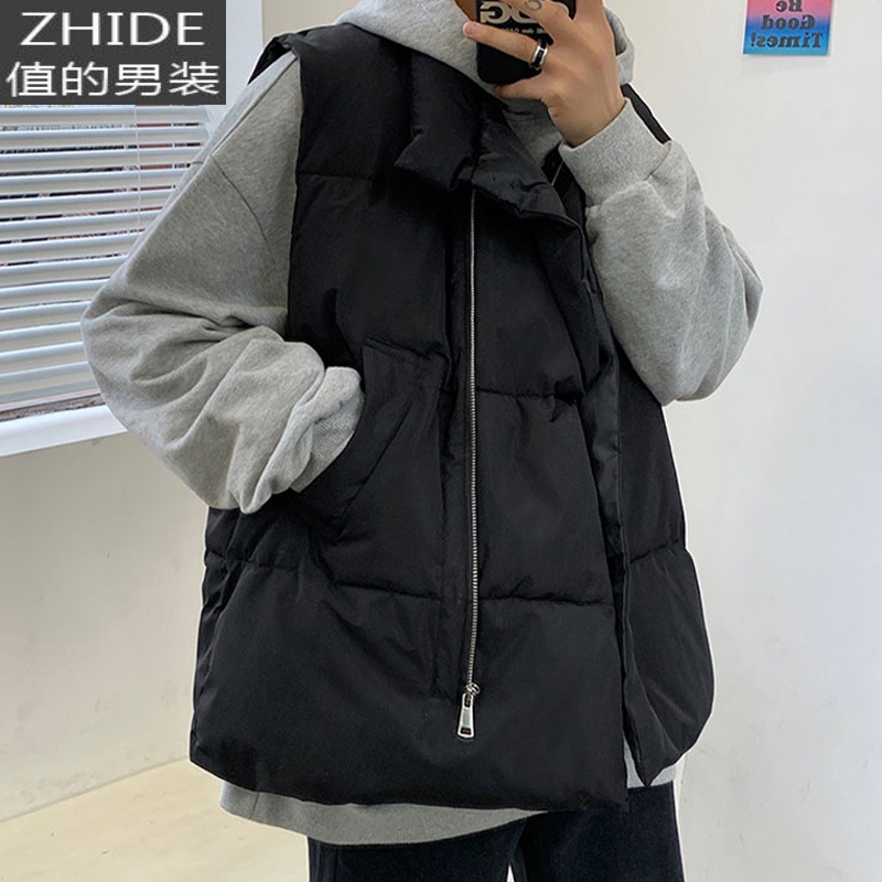 SUNTEK棉马甲男韩版潮流休闲胖子外套秋冬季新款加肥大码宽松棉衣男加厚马甲/背心