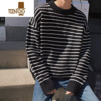 YANXU日系条纹针织衫毛衣男潮牌ins新款圆领宽松情侣款打底衫外套