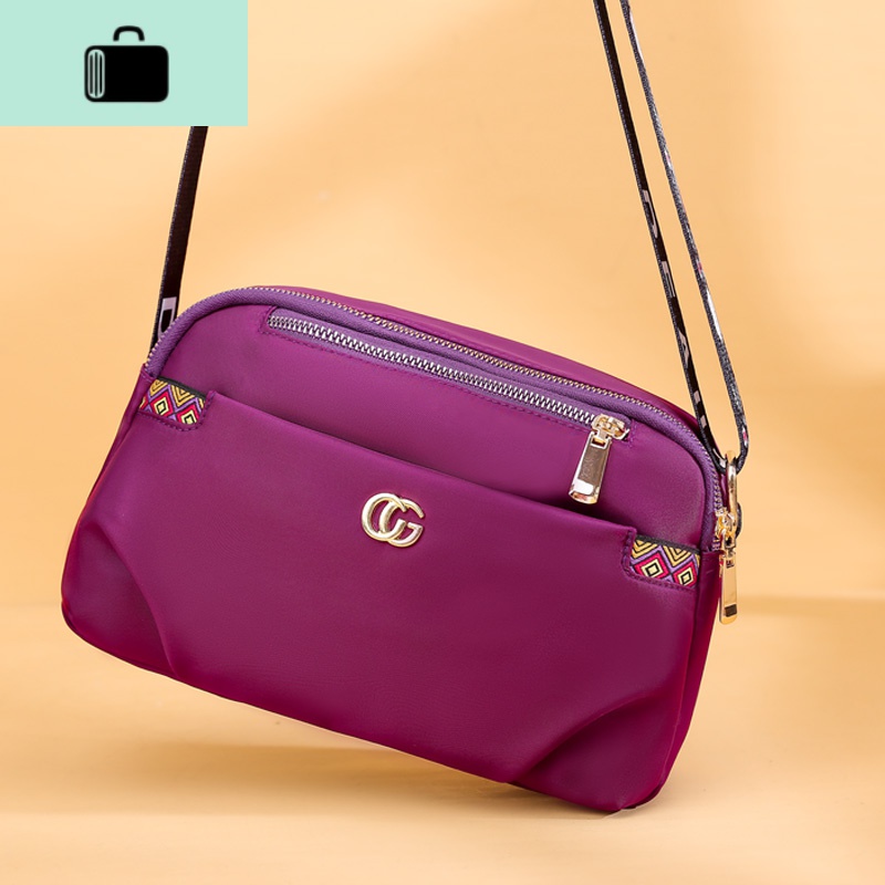 民族风刺绣牛津布斜挎包休闲迷你女尼龙帆布单肩轻便宽肩带小包包NEW LAKE女士双肩包