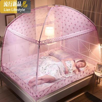 加高加密蒙古包蚊帐三开儿童防摔宿舍罩子粗支架1.5 1.8 2.0米 三维工匠
