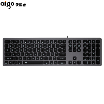 爱国者超薄双系统安静键盘适配苹果MacRGB背光铝合金面板巧克力键盘有线键盘V800钛灰色