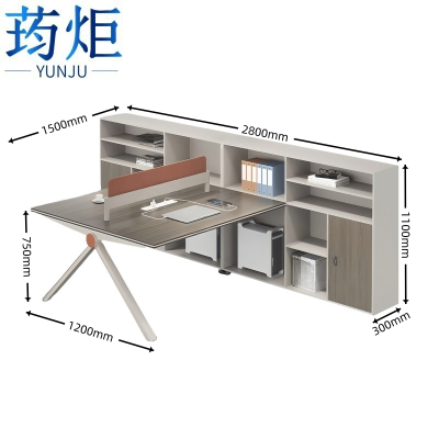 荺炬办公桌T型2人位张