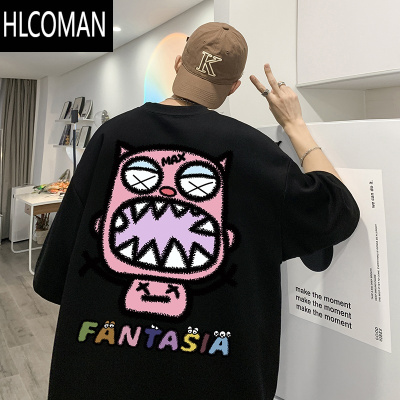 HLCOMAN加肥加大码300斤设计感宽松美式肥佬短袖T恤男女夏季新款潮流体恤