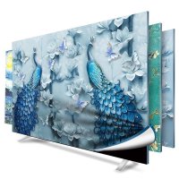幸福派 电视罩防尘罩套简约现代曲面电视机罩挂式液晶客厅55英寸50英寸盖布 030蓝孔雀 65寸(152*92cm)