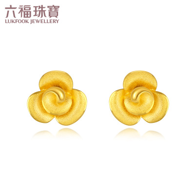 六福珠宝旋舞黄金耳钉女款足金小耳钉金耳环耳饰送礼计价GDG501061.25克（含工费69元）—配防敏硅胶耳堵