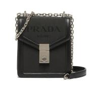 普拉达(PRADA)女款皮革尼龙拼接单肩包时尚百搭配饰链条斜挎包小