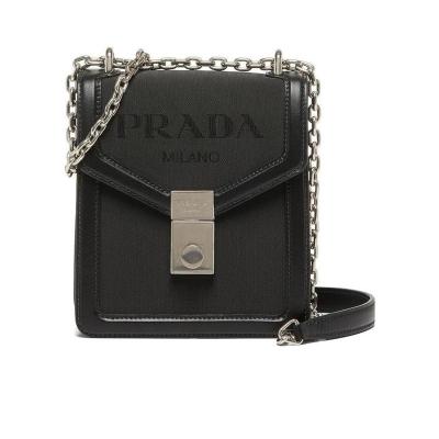 普拉达(PRADA)女款皮革尼龙拼接单肩包时尚百搭配饰链条斜挎包小