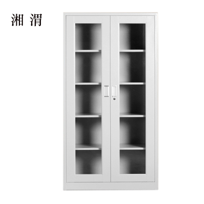 湘渭钢制档案柜财务凭证柜带锁储物柜铁皮柜书柜通玻对开门文件柜